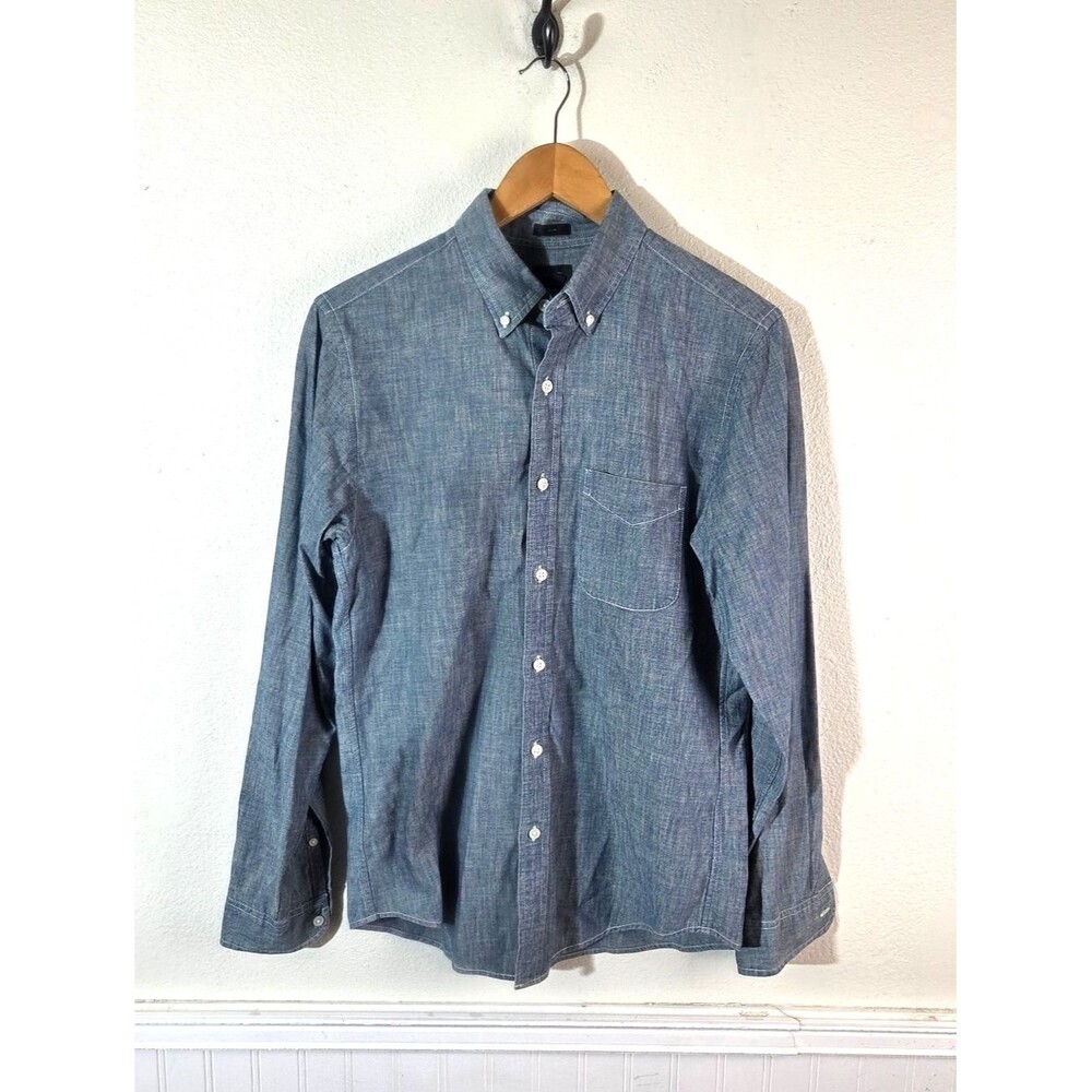 J.Crew Slim Chambray Button Front Shirt Men’s Small Blue Cotton Long Sleeve